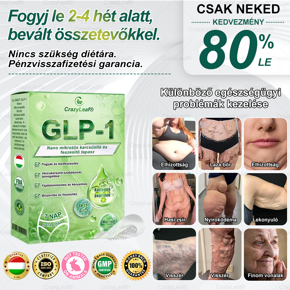 ✨✨│Hivatalos webáruház│🌿 CrazyLeaf® SMGT-GLP-1 Nano Mikrotűs Tapasz 👉Természetes segítség túlsúly, fáradtság, bőr- és ízületi problémák ellen.ermészetes segítség túlsúly, fáradtság, bőr- és ízületi problémák ellen.