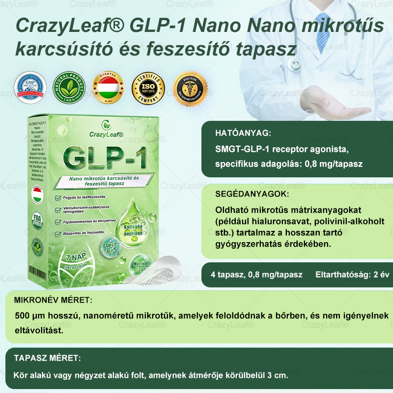 ✨✨│Hivatalos webáruház│🌿 CrazyLeaf® SMGT-GLP-1 Nano Mikrotűs Tapasz 👉Természetes segítség túlsúly, fáradtság, bőr- és ízületi problémák ellen.ermészetes segítség túlsúly, fáradtság, bőr- és ízületi problémák ellen.