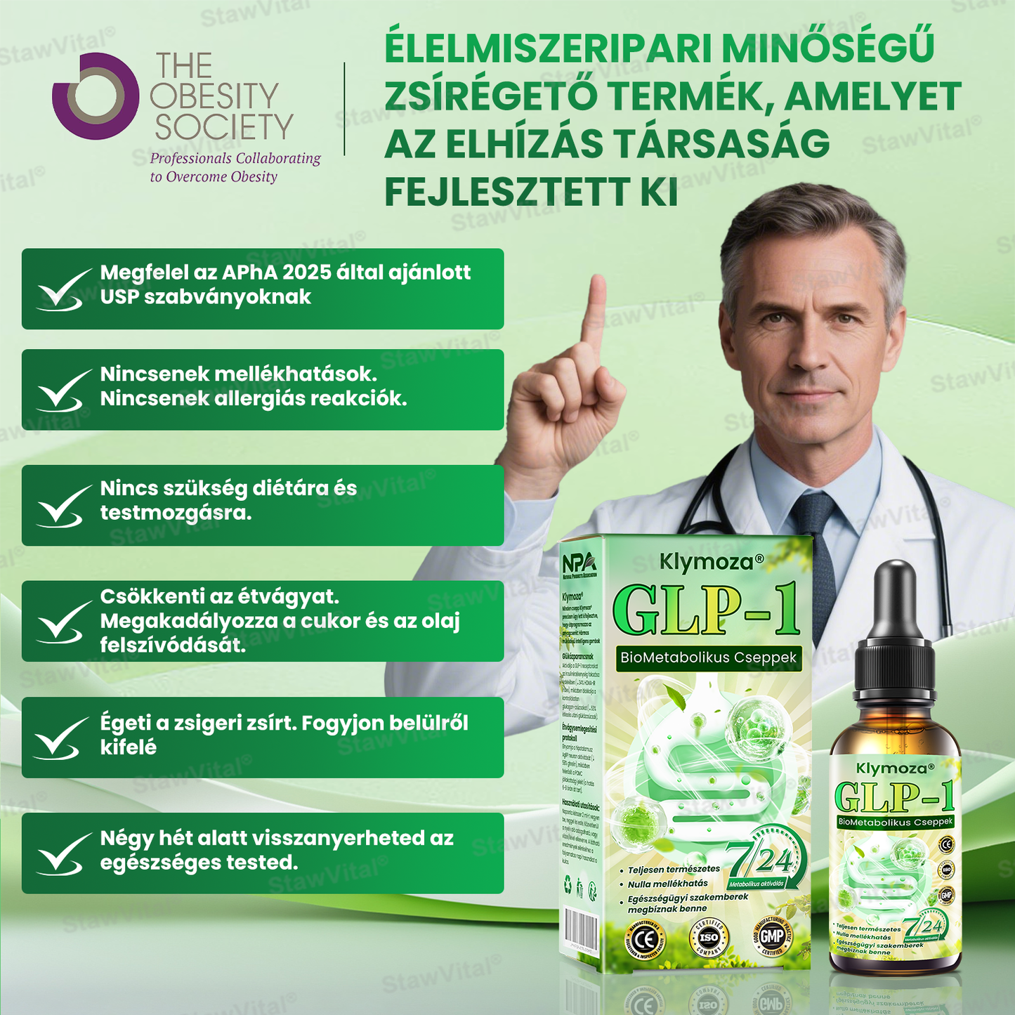 Klymoza® GLP-1 BioMetabolikus Cseppek 🏆 (Élelmiszeripari zsírégető – Az Elhízási Társaság fejlesztette)