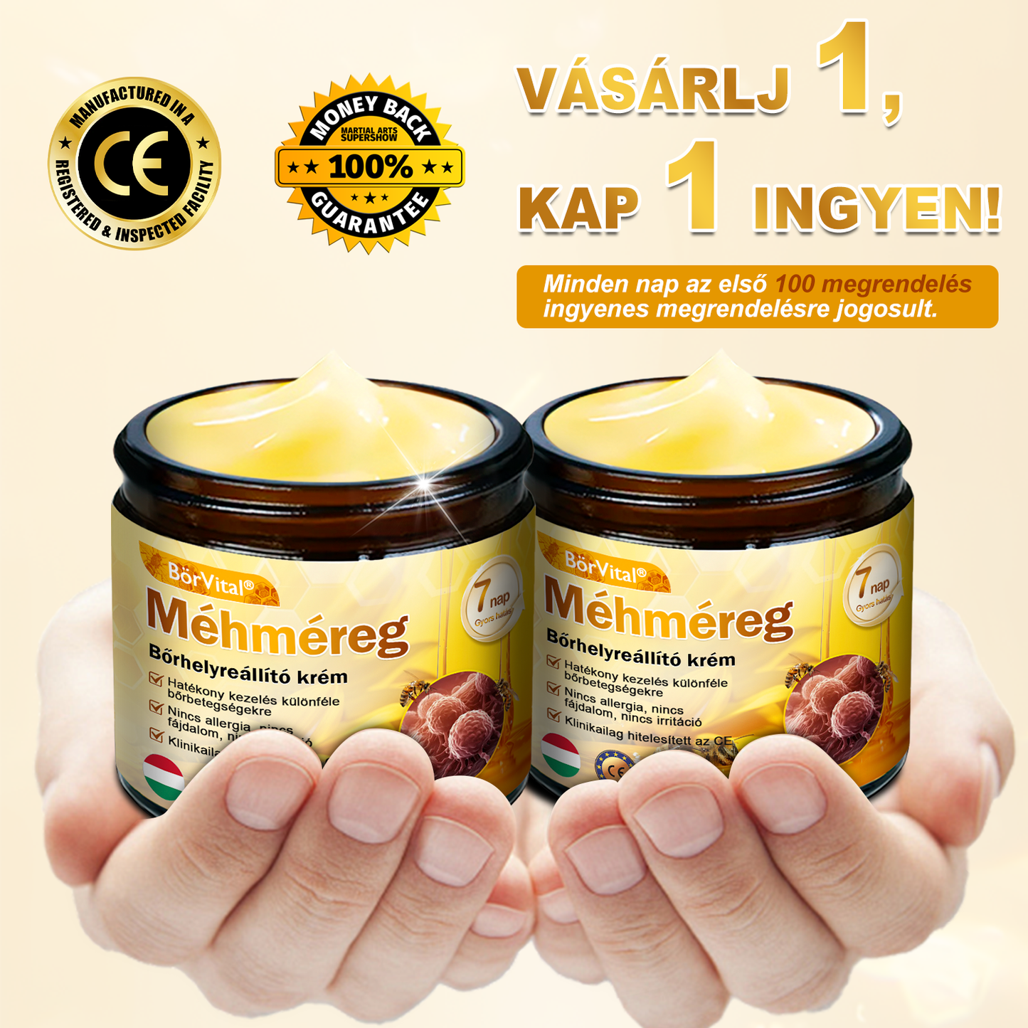 🐝🐝 ZödVita® Méhméreg Bőr Helyreállító Krém (👨‍⚕‍CE jóváhagyott)👍✅