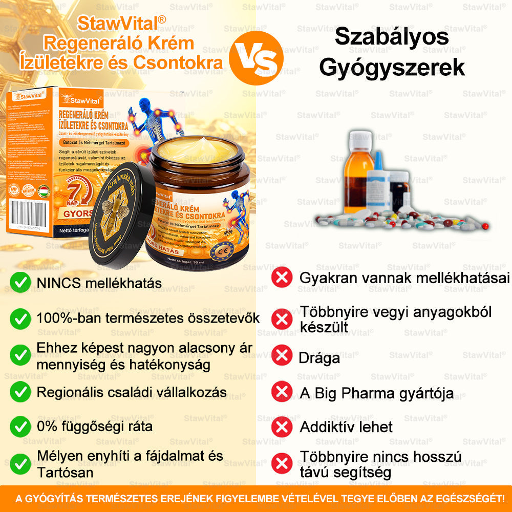 𝑺𝒕𝒂𝒘𝑽𝒊𝒕𝒂𝒍® Botoxot és Méhmérget Tartalmazó Regeneráló Krém Ízületekre és Csontokra | MOT (Magyar Ortopéd Társaság) által tanúsított termék