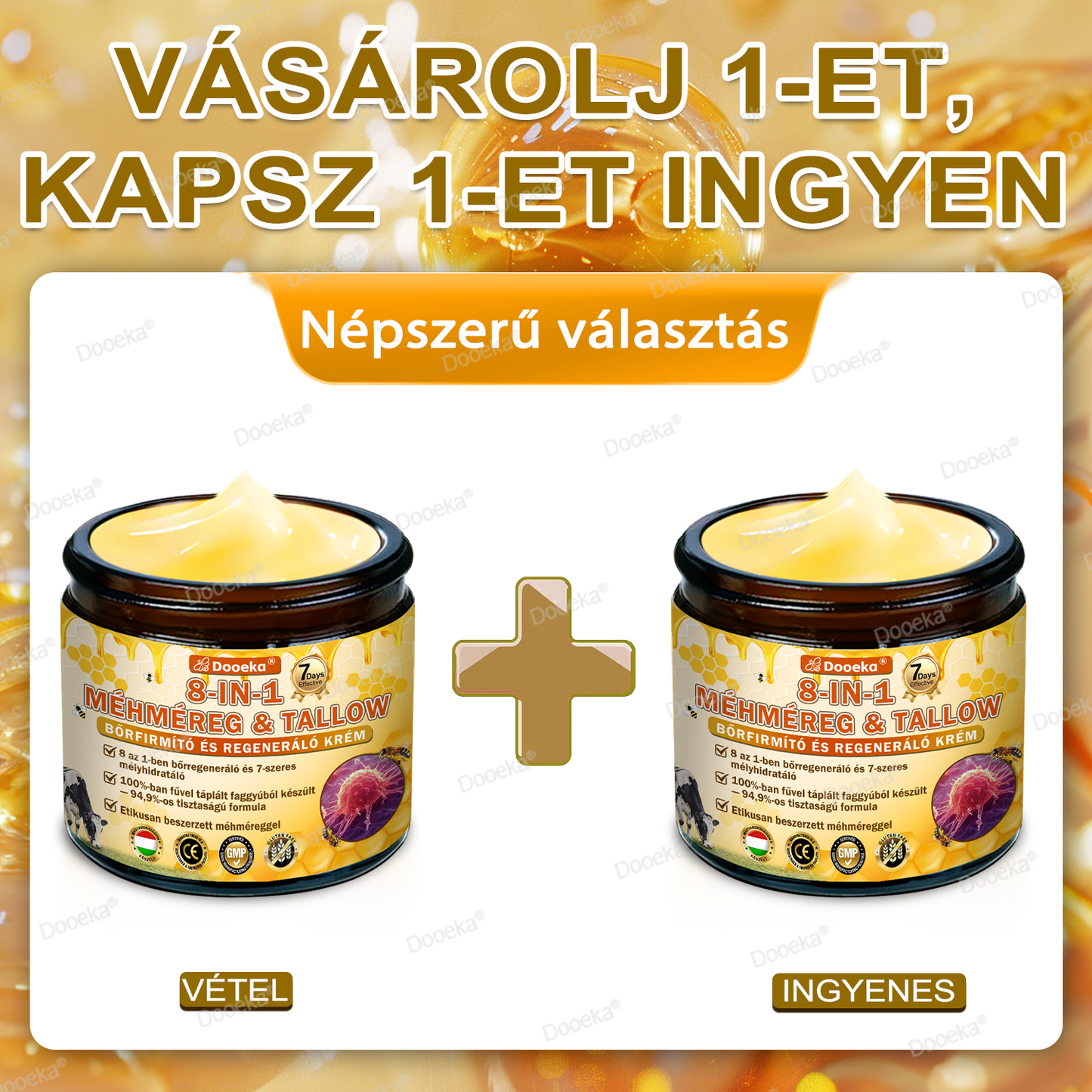 Dooeka® 𝟖-𝐈𝐧-𝟏 Méhméreg & Tallow Bőrfirmító és Regeneráló Krém ⭐ (7 napon belül hatékony) Méhméreg + Tallow · 7X Mélyhidratálás, célozza meg a ráncokat, megereszkedést, striákat, sötét foltokat, purpurát, gyulladásokat és még sok mást.