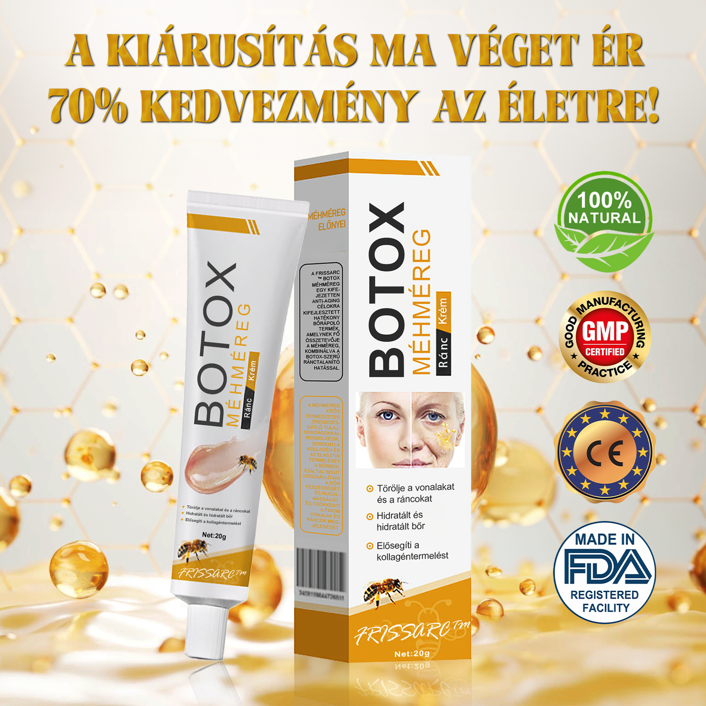 FrissArc™ Botox Méhméreg Ránctalanító Krém -✨Akció utolsó napja: 70% kedvezmény
