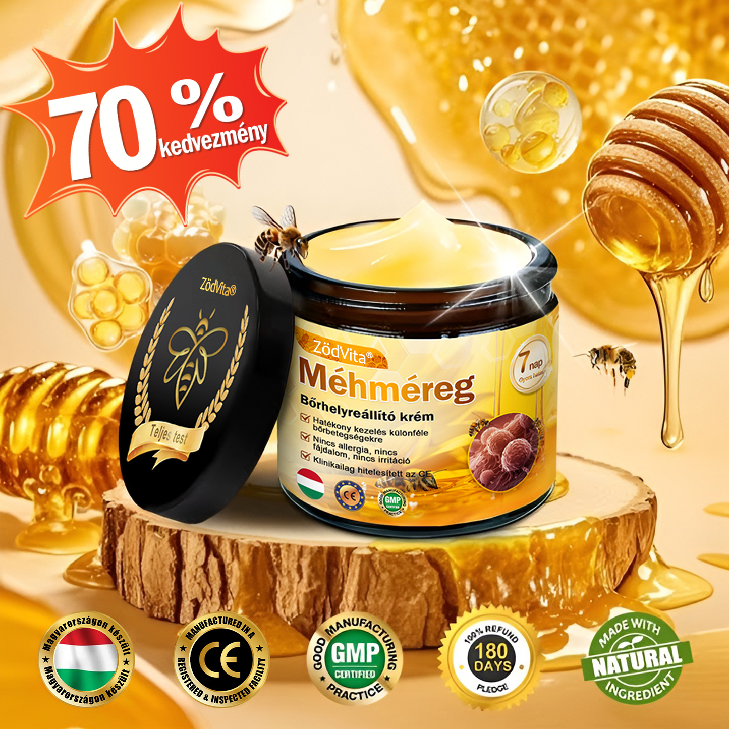 🐝🐝 ZödVita® Méhméreg Bőr Helyreállító Krém (👨‍⚕‍CE jóváhagyott)👍✅