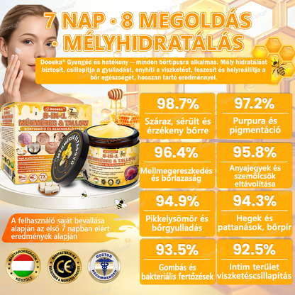 Dooeka® 𝟖-𝐈𝐧-𝟏 Méhméreg & Tallow Bőrfirmító és Regeneráló Krém ⭐ (7 napon belül hatékony) Méhméreg + Tallow · 7X Mélyhidratálás, célozza meg a ráncokat, megereszkedést, striákat, sötét foltokat, purpurát, gyulladásokat és még sok mást.