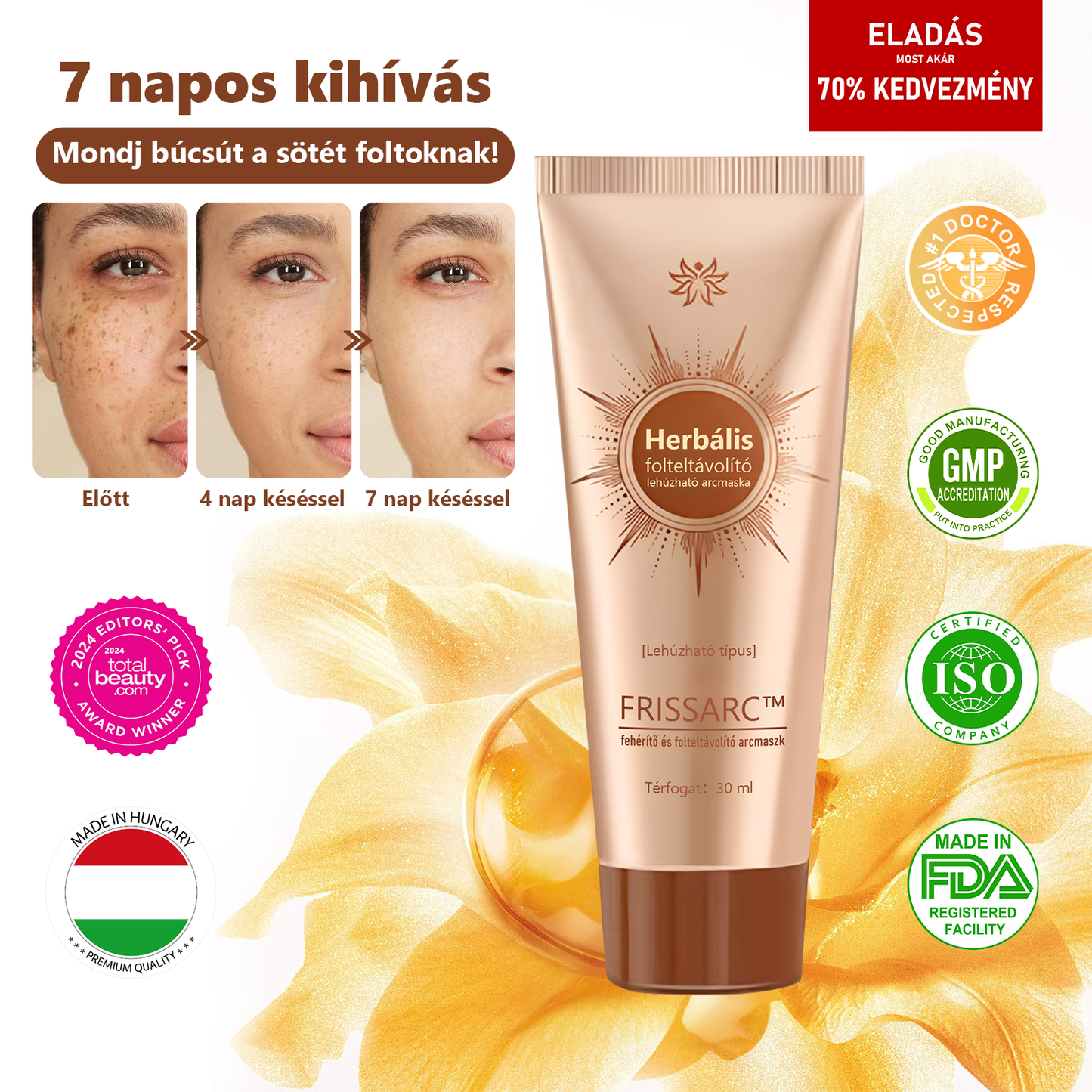 🔥FRISSARC™ fehérítő és folteltávolító arcmaszk –👩‍⚕️Természetes összetevők tartósan eltüntetik a foltokat, szeplőket és napfoltokat.