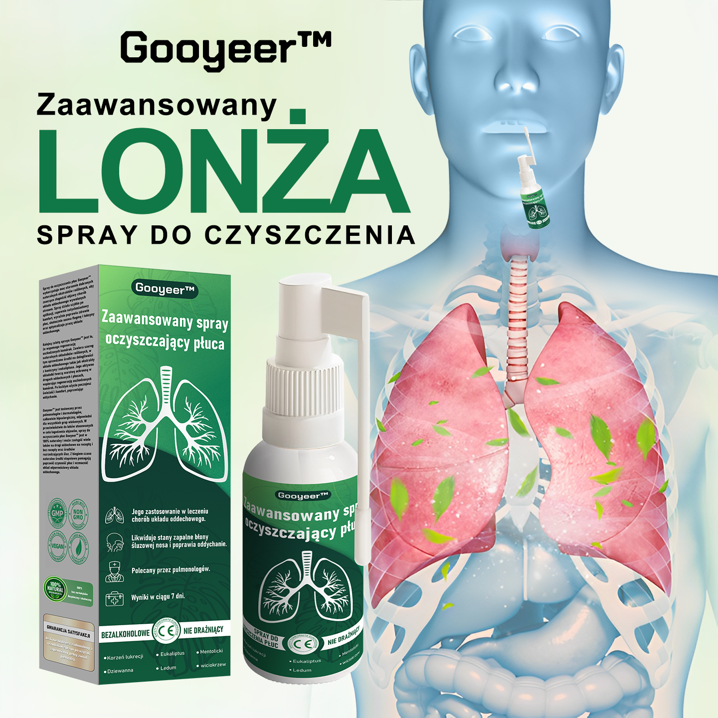 PL🌿𝐆𝐨𝐨𝐲𝐞𝐞𝐫™ Zaawansowany spray do oczyszczania płuc- Zdrowie płuc - wsparcie immunologiczne, detoksykacja i wsparcie oddechowe - Certyfikat CE