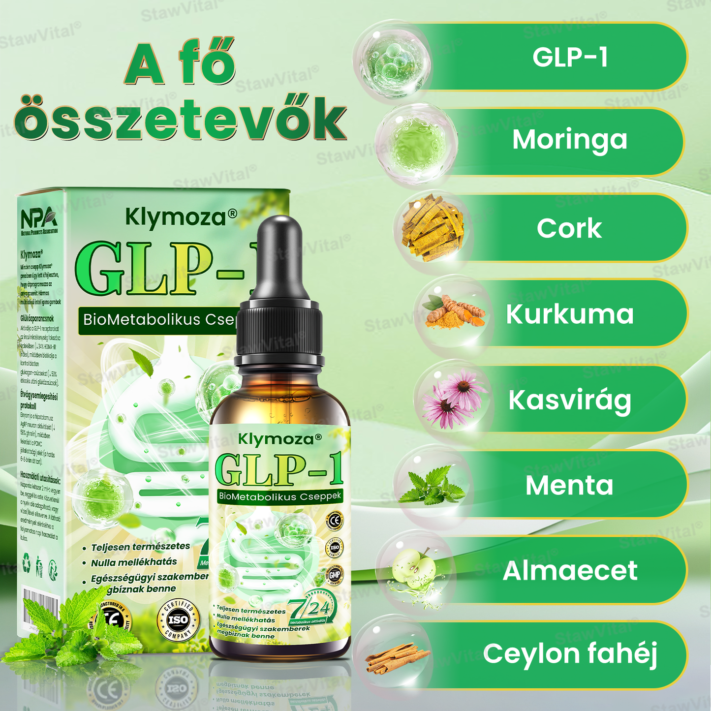 Klymoza® GLP-1 BioMetabolikus Cseppek 🏆 (Élelmiszeripari zsírégető – Az Elhízási Társaság fejlesztette)