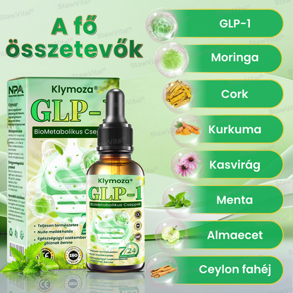 Klymoza® GLP-1 BioMetabolikus Cseppek 🏆 (Élelmiszeripari zsírégető – Az Elhízási Társaság fejlesztette)