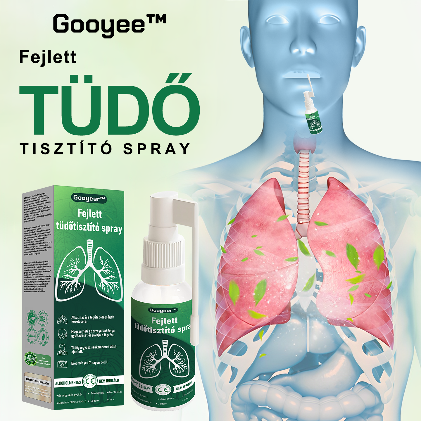 🍀𝐆𝐨𝐨𝐲𝐞𝐞𝐫™ Fejlett Tüdőtisztító Spray – Természetes támogatás a tüdő, hörgők és arcüreg egészségéért, a könnyebb légzésért