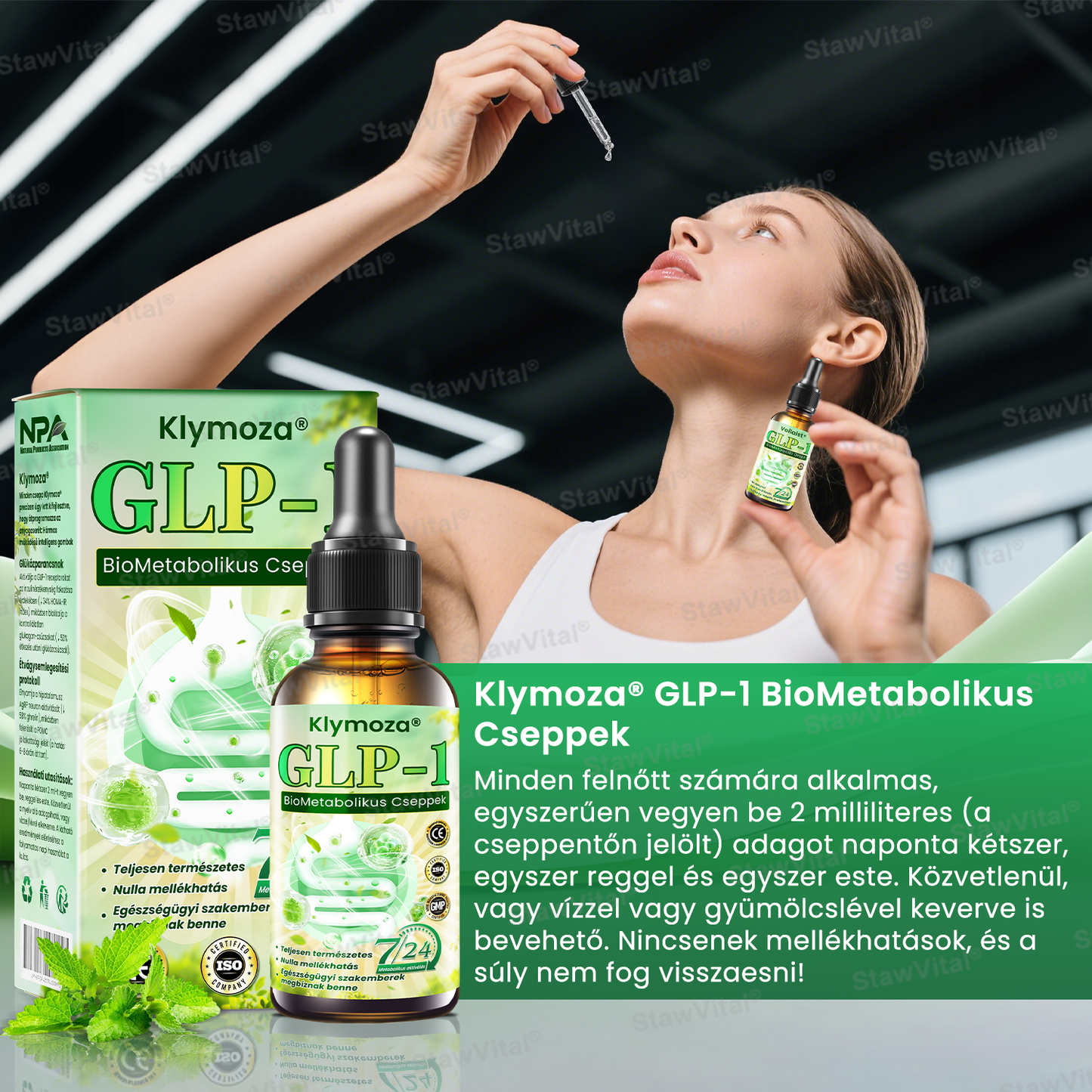 Klymoza® GLP-1 BioMetabolikus Cseppek 🏆 (Élelmiszeripari zsírégető – Az Elhízási Társaság fejlesztette)
