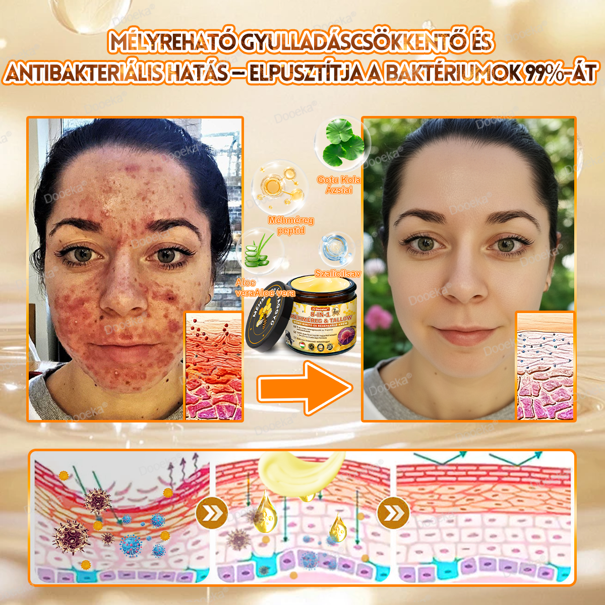Dooeka® 𝟖-𝐈𝐧-𝟏 Méhméreg & Tallow Bőrfirmító és Regeneráló Krém ⭐ (7 napon belül hatékony) Méhméreg + Tallow · 7X Mélyhidratálás, célozza meg a ráncokat, megereszkedést, striákat, sötét foltokat, purpurát, gyulladásokat és még sok mást.