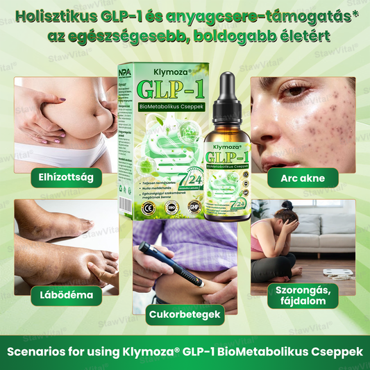 Klymoza® GLP-1 BioMetabolikus Cseppek 🏆 (Élelmiszeripari zsírégető – Az Elhízási Társaság fejlesztette)