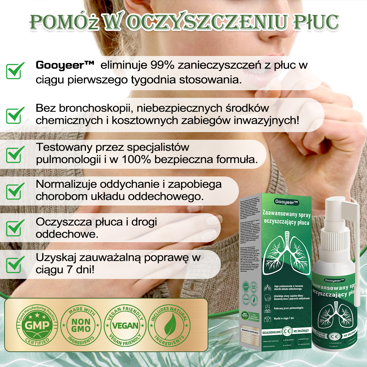 PL🌿𝐆𝐨𝐨𝐲𝐞𝐞𝐫™ Zaawansowany spray do oczyszczania płuc- Zdrowie płuc - wsparcie immunologiczne, detoksykacja i wsparcie oddechowe - Certyfikat CE