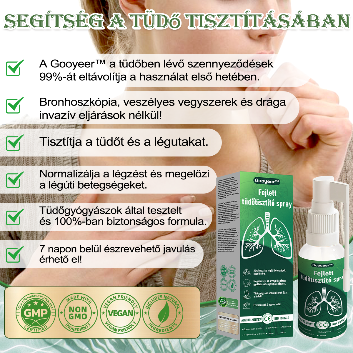 🍀𝐆𝐨𝐨𝐲𝐞𝐞𝐫™ Fejlett Tüdőtisztító Spray – Természetes támogatás a tüdő, hörgők és arcüreg egészségéért, a könnyebb légzésért